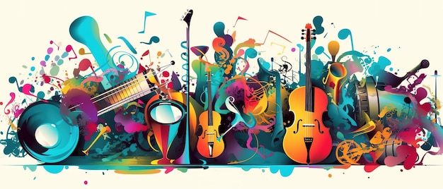 Illustrazione di strumenti musicali colorati