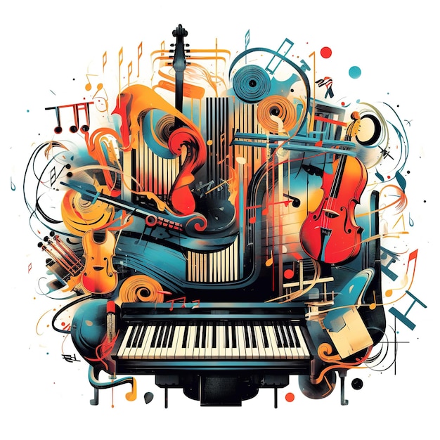 Illustrazione di strumenti musicali colorati