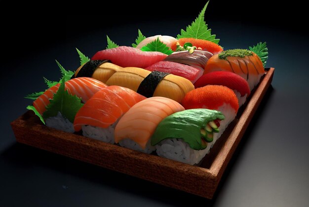 Illustrazione di sushi primo piano del set di sushi sashimi