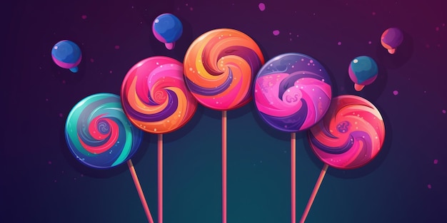 Illustrazione di tendenza orizzontale di caramelle dolci