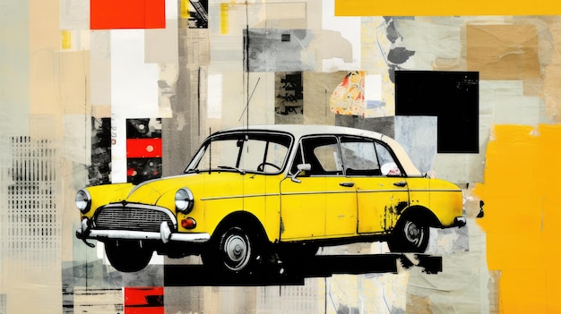 illustrazione di un abstract di collage di auto