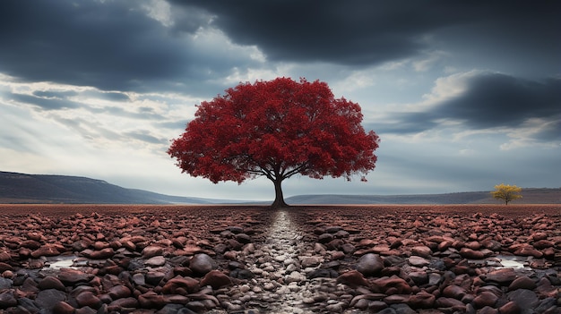 illustrazione di un albero a foglie rosse