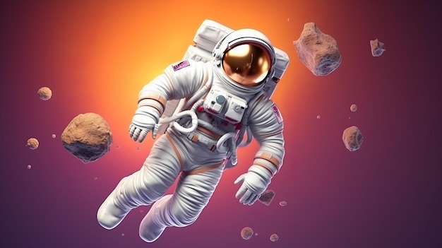 Illustrazione di un astronauta che galleggia nello spazio