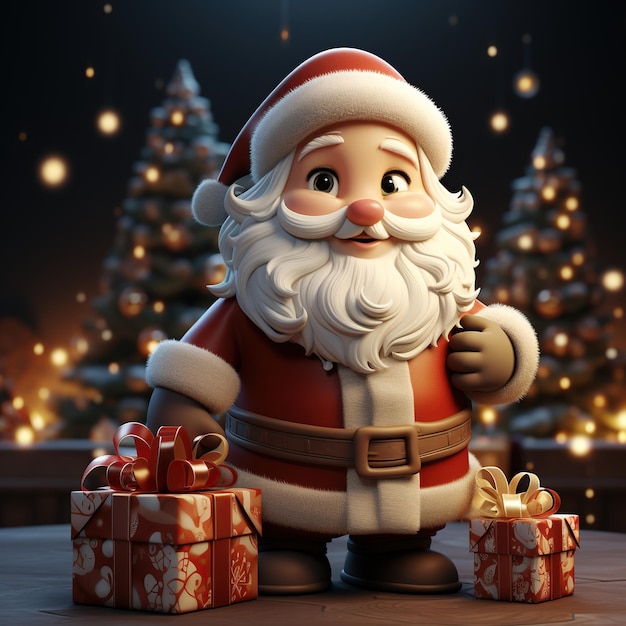 Illustrazione di un Babbo Natale con uno sfondo natalizio Generato da AI