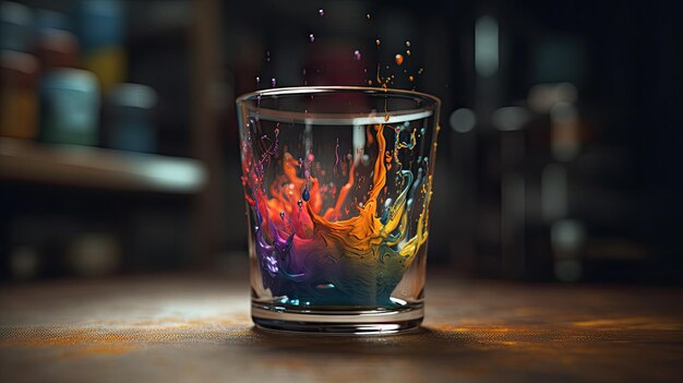 Illustrazione di un bicchiere pieno di liquido colorato 3d