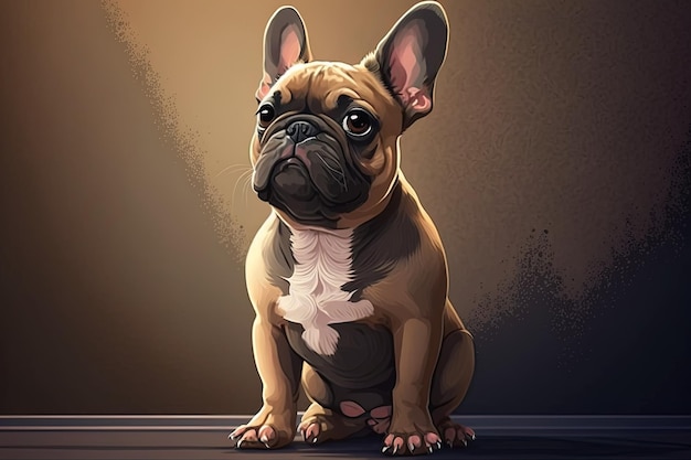 Illustrazione di un Bulldog francese creata digitalmente