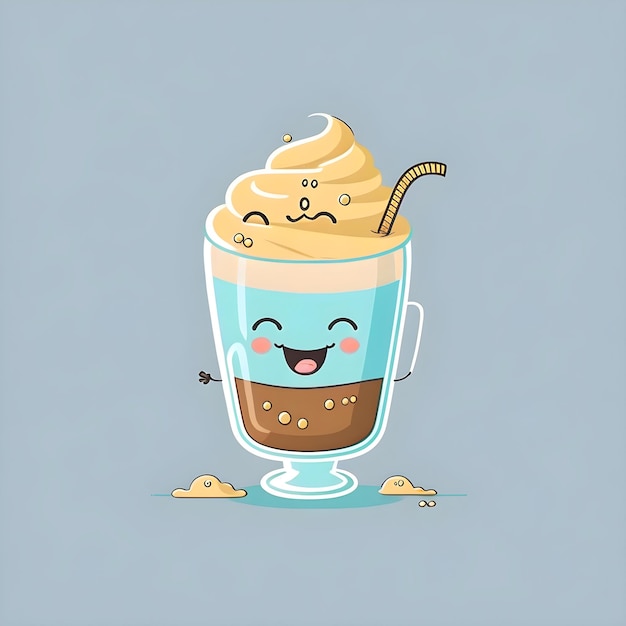 Illustrazione di un caffè ghiacciato con icona 2D