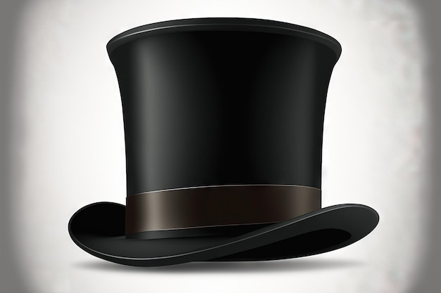 Illustrazione di un cappello a cilindro in nero su sfondo bianco