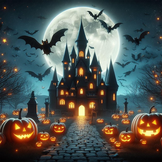 illustrazione di un castello di Halloween