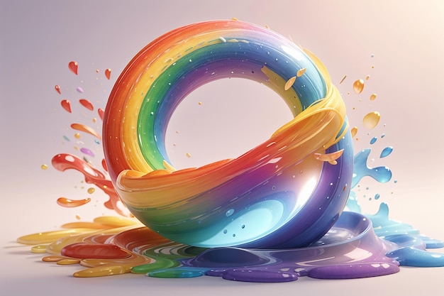 Illustrazione di un colorato arcobaleno vibrante in stile acquerello