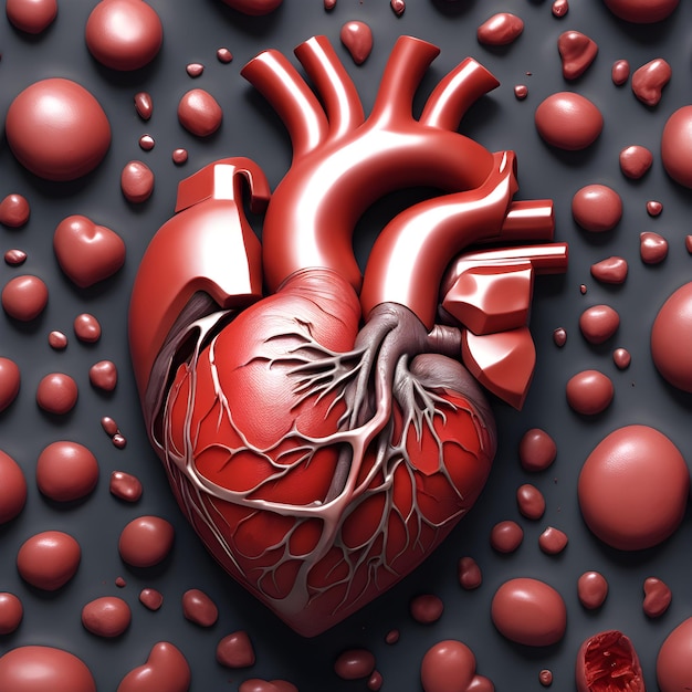 Illustrazione di un cuore umano Concetto di malattie cardiache e problemi cardiaci