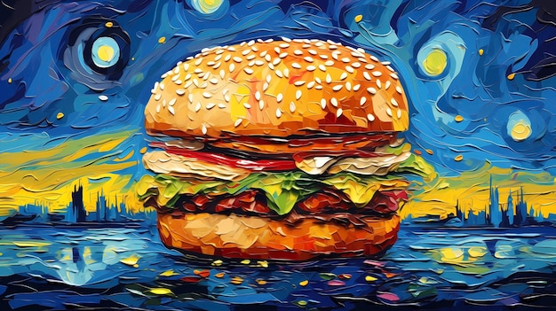 Illustrazione di un delizioso hamburger disegnato a mano