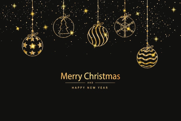 Illustrazione di un elegante sfondo di buon Natale con palline dorate