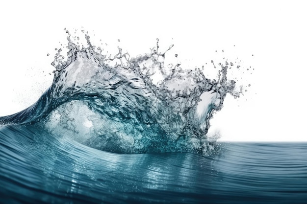 Illustrazione di un'energica onda oceanica con spruzzi d'acqua IA generativa