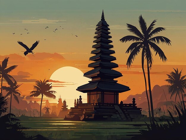 Illustrazione di un felice generativo di IA per il Nyepi Day