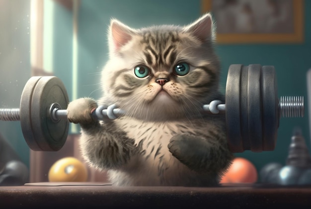 Illustrazione di un gatto che fa sport generativo ai