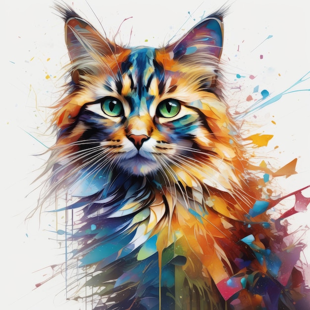 illustrazione di un gatto creato con un software generativo di IA