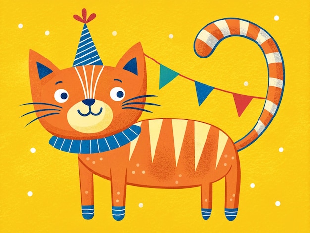 Illustrazione di un gatto di buon compleanno