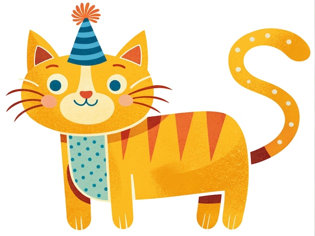 Illustrazione di un gatto di buon compleanno