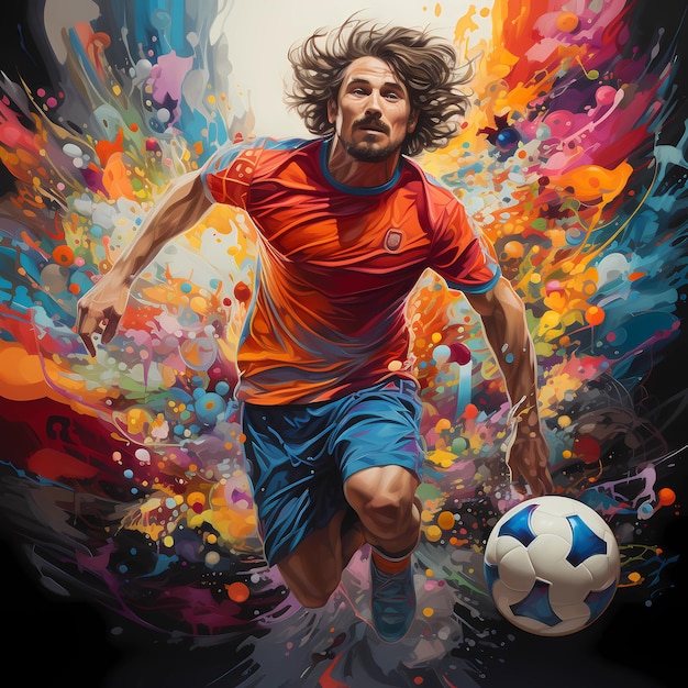 Illustrazione di un giocatore di football arcobaleno colorato