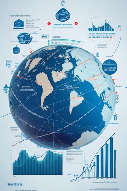 Illustrazione di un grafico o grafico aziendale mondiale, del mercato azionario o dello scambio di dati