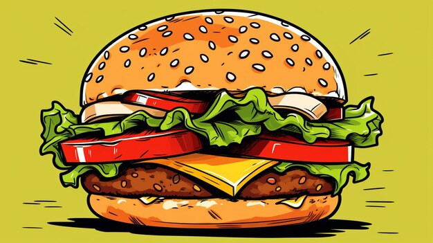 illustrazione di un hamburger con lattuga ai generativa