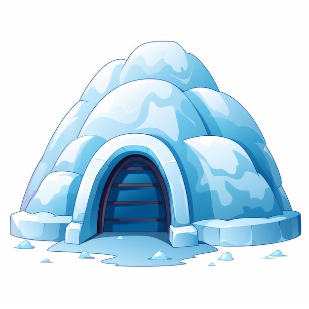 Illustrazione di un igloo nella neve su uno sfondo bianco
