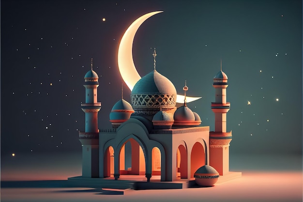 Illustrazione di un incredibile design architettonico del concetto di ramadan della moschea musulmana