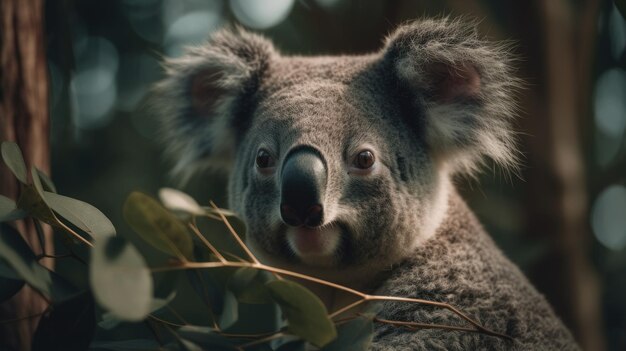 Illustrazione di un koala in una fitta foresta