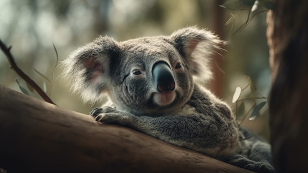 Illustrazione di un koala in una fitta foresta