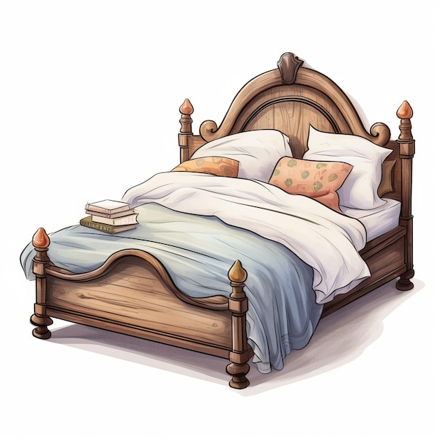 Illustrazione di un letto di legno