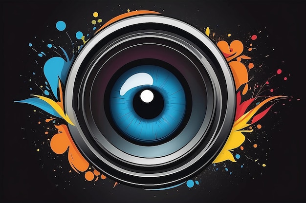Illustrazione di un logo dell'occhio della telecamera con sfondo isolato