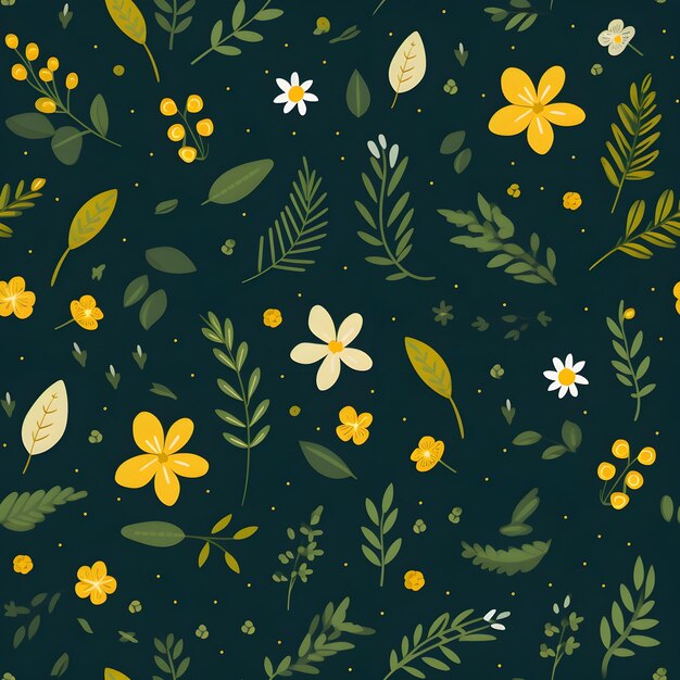 illustrazione di un modello senza cuciture di fiori e foglie Nature pattern concept fabric print