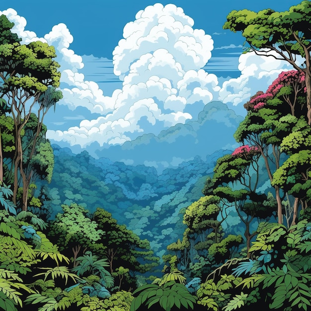 illustrazione di un paesaggio naturale in Costa Rica