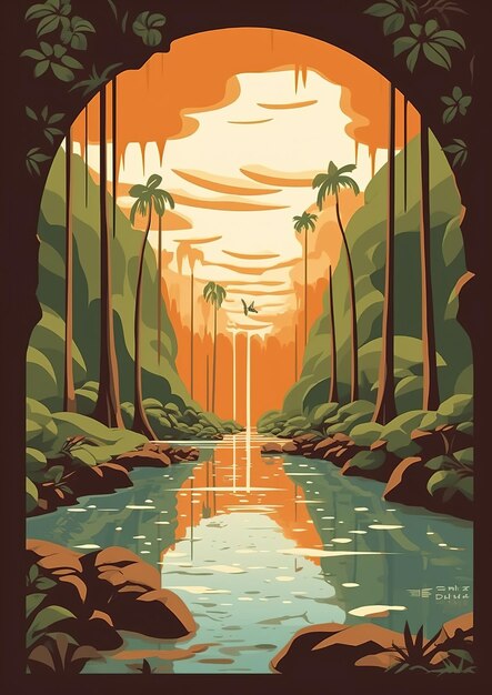 illustrazione di un paesaggio naturale in Costa Rica