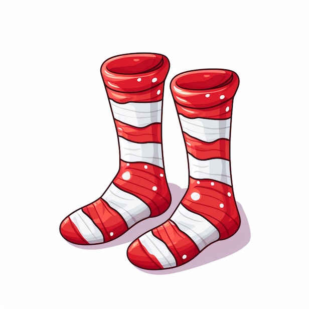 illustrazione di un paio di calzini a righe rosse e bianche generativa ai