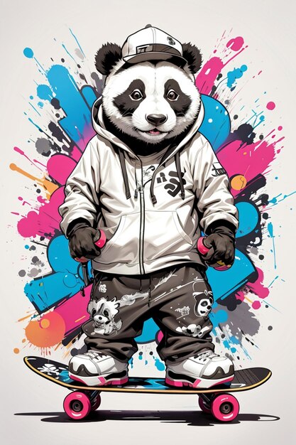 illustrazione di un panda che gioca a skateboard