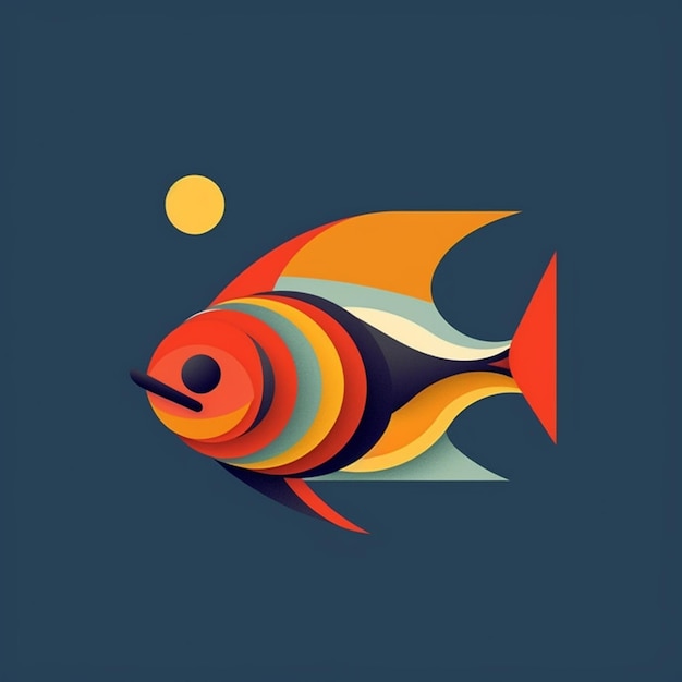 illustrazione di un pesce con un sole sullo sfondo ai generativa