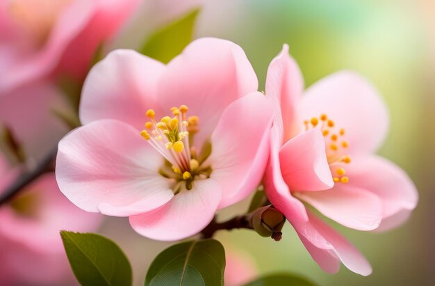 Illustrazione di un primo piano di un fiore di quince in primavera ai generato