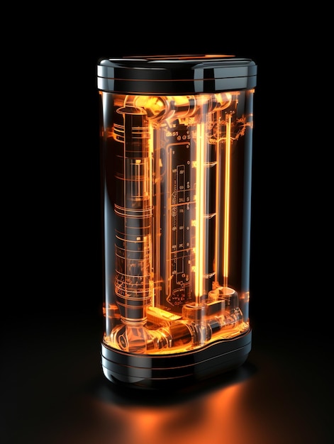 Illustrazione di un prodotto futuristico Un modello 3D trasparente con tecnologia moderna