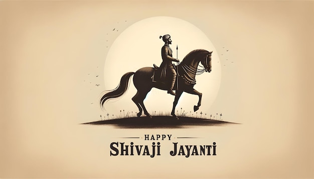 Illustrazione di un re Shivaji maharaj a cavallo