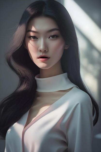 Illustrazione di un ritratto di una ragazza asiatica che utilizza l'IA generativa