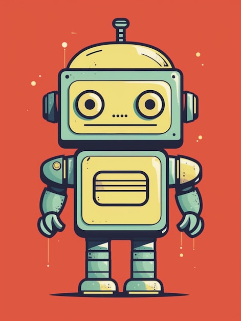 Illustrazione di un robot con uno sfondo rosso ai generativo