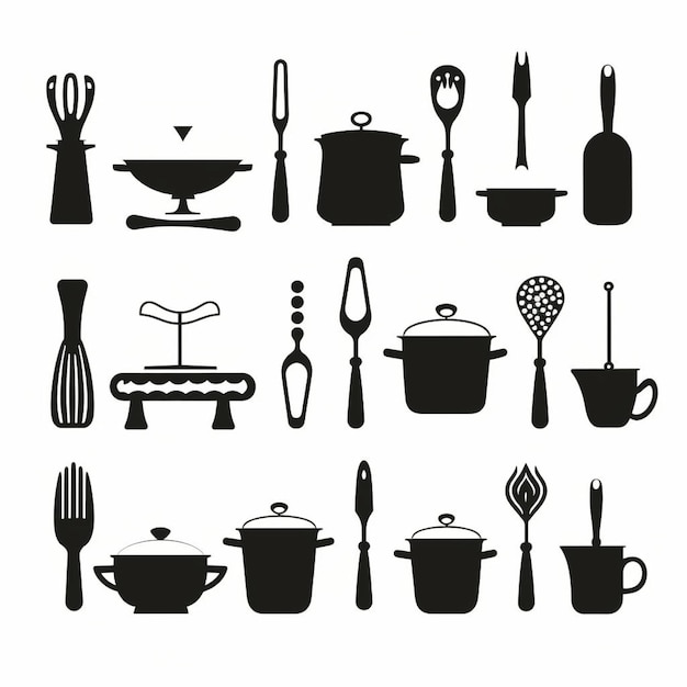 illustrazione di un set di utensili da cucina