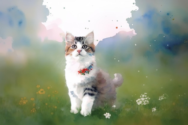 Illustrazione di un simpatico gatto birichino IA generativa