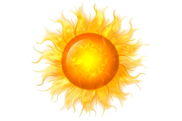 Illustrazione di un sole caldo su uno sfondo bianco