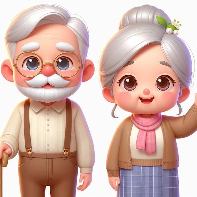 illustrazione di un uomo e una donna illustrazione d'un nonno e di una nonna