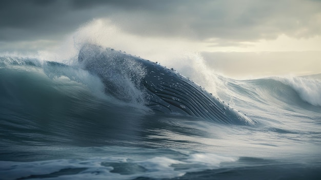 Illustrazione di una balena sulla superficie del mare 3D realistico