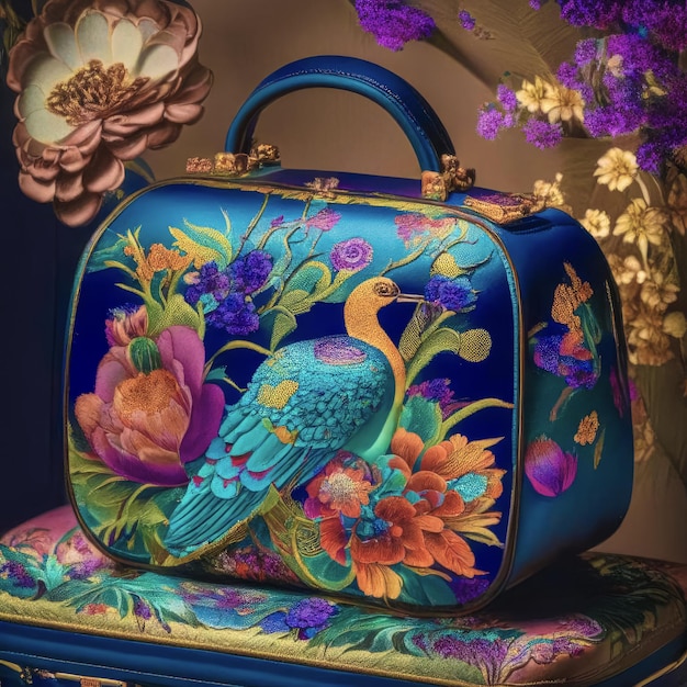 Illustrazione di una bella borsa da donna con un brillante motivo orientale