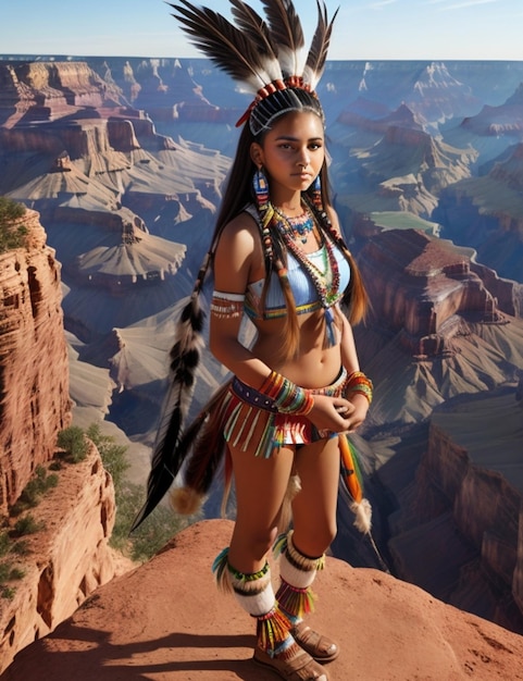 Illustrazione di una bella ragazza nativa americana